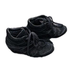 ASH Bowie Black Suede Hidden Wedge High Top Sneakers Lace Up EU 40